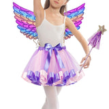Maxbell Girls Fairy Costume Set with Wing and Wand for Photography Prop Role Play Purple