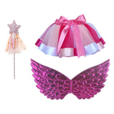 Maxbell Girls Fairy Costume Set with Wing and Wand for Photography Prop Role Play Pink