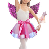 Maxbell Girls Fairy Costume Set with Wing and Wand for Photography Prop Role Play Pink