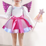 Maxbell Girls Fairy Costume Set with Wing and Wand for Photography Prop Role Play Pink