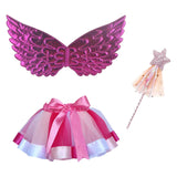 Maxbell Girls Fairy Costume Set with Wing and Wand for Photography Prop Role Play Pink