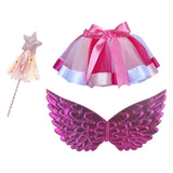 Maxbell Girls Fairy Costume Set with Wing and Wand for Photography Prop Role Play Pink