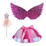Maxbell Girls Fairy Costume Set with Wing and Wand for Photography Prop Role Play Pink