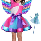 Maxbell Girls Fairy Costume Set with Wing and Wand for Photography Prop Role Play Blue