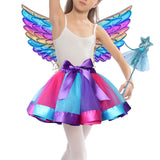 Maxbell Girls Fairy Costume Set with Wing and Wand for Photography Prop Role Play Blue