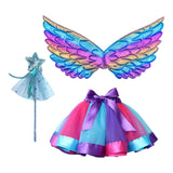 Maxbell Girls Fairy Costume Set with Wing and Wand for Photography Prop Role Play Blue