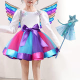Maxbell Girls Fairy Costume Set with Wing and Wand for Photography Prop Role Play Blue