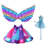 Maxbell Girls Fairy Costume Set with Wing and Wand for Photography Prop Role Play Blue
