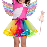 Maxbell Girls Fairy Costume Set with Wing and Wand for Photography Prop Role Play Colorful