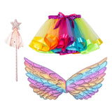Maxbell Girls Fairy Costume Set with Wing and Wand for Photography Prop Role Play Colorful
