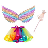Maxbell Girls Fairy Costume Set with Wing and Wand for Photography Prop Role Play Colorful