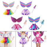 Maxbell Girls Fairy Costume Set with Wing and Wand for Photography Prop Role Play Colorful