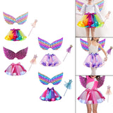 Maxbell Girls Fairy Costume Set with Wing and Wand for Photography Prop Role Play Colorful