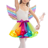 Maxbell Girls Fairy Costume Set with Wing and Wand for Photography Prop Role Play Colorful