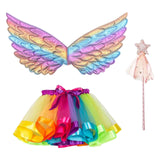Maxbell Girls Fairy Costume Set with Wing and Wand for Photography Prop Role Play Colorful