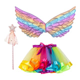 Maxbell Girls Fairy Costume Set with Wing and Wand for Photography Prop Role Play Colorful
