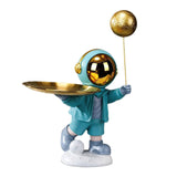 Maxbell Resin Astronaut Desk Storage Tray Statue Creative Modern for Decoration Blue