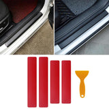 Maxbell 4Pcs Door Sill Entry Guards 3D Durable Scuff Plate Film for Car SUV Red