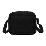 Maxbell Casual Plush Shoulder Bag Winter with Zipper Closure for Dating Daily Use Black