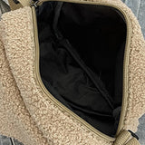 Maxbell Casual Plush Shoulder Bag Winter with Zipper Closure for Dating Daily Use Khaki