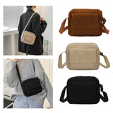 Maxbell Casual Plush Shoulder Bag Winter with Zipper Closure for Dating Daily Use Khaki