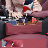 Maxbell Car Seat Gap Organizer PU Leather Universal for Phones Keys Cards Red