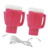 Maxbell USB Electric Heated Gloves Thermal Gloves Hand Warmer for Running Cycling Rosy