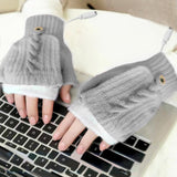 Maxbell USB Electric Heated Gloves Thermal Gloves Hand Warmer for Running Cycling Gray
