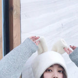 Maxbell Soft Rabbit Hat Funny Headdress Warm Rabbit Ears for Party Cosplay Men White