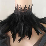 Maxbell Gothic Feather Choker Neck Cover Faux Feather Scarf Tie for Masquerade Party