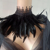 Maxbell Gothic Feather Choker Neck Cover Faux Feather Scarf Tie for Masquerade Party