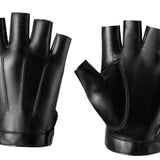 Maxbell PU Leather Gloves Fingerless Protection Half Finger Gloves for Men Motorbike