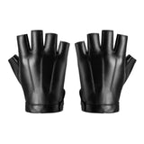 Maxbell PU Leather Gloves Fingerless Protection Half Finger Gloves for Men Motorbike