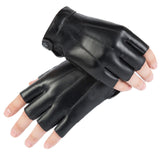 Maxbell PU Leather Gloves Fingerless Protection Half Finger Gloves for Men Motorbike