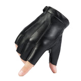 Maxbell PU Leather Gloves Fingerless Protection Half Finger Gloves for Men Motorbike