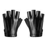 Maxbell PU Leather Gloves Fingerless Protection Half Finger Gloves for Men Motorbike