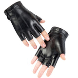 Maxbell PU Leather Gloves Fingerless Protection Half Finger Gloves for Men Motorbike