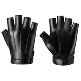 Maxbell PU Leather Gloves Fingerless Protection Half Finger Gloves for Men Motorbike