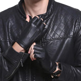 Maxbell PU Leather Gloves Fingerless Protection Half Finger Gloves for Men Motorbike