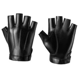 Maxbell PU Leather Gloves Fingerless Protection Half Finger Gloves for Men Motorbike