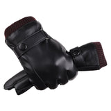 Maxbell Men Winter Gloves PU Leather Windproof Touchscreen Texting Typing for Riding