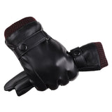 Maxbell Men Winter Gloves PU Leather Windproof Touchscreen Texting Typing for Riding