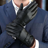 Maxbell Men Winter Gloves PU Leather Windproof Touchscreen Texting Typing for Riding