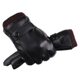 Maxbell Men Winter Gloves PU Leather Windproof Touchscreen Texting Typing for Riding