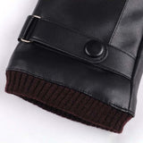 Maxbell Men Winter Gloves PU Leather Windproof Touchscreen Texting Typing for Riding