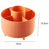 Maxbell 360 Degree Rotation Cosmetics Brushes Storage Box Organizer for Desktop orange