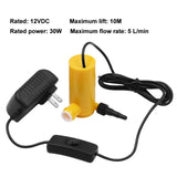 Maxbell 12V Mini Submersible Water Pump USA Power Adapter Maximum Lift 10M Accessory