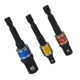 Maxbell 3Pcs Drill Nut Driver Bit Adapter Set 1/4 3/8 1/2" Hex Shank Impact Grade
