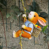 Maxbell Outdoor Garden Hanging Statue Sculpture Rabbit Cute for Porch Decoration Rabbit Climbing