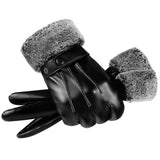 Maxbell Men Women Winter Gloves PU Leather Thick Warm Waterproof for Ski Outdoor Plush Wrist